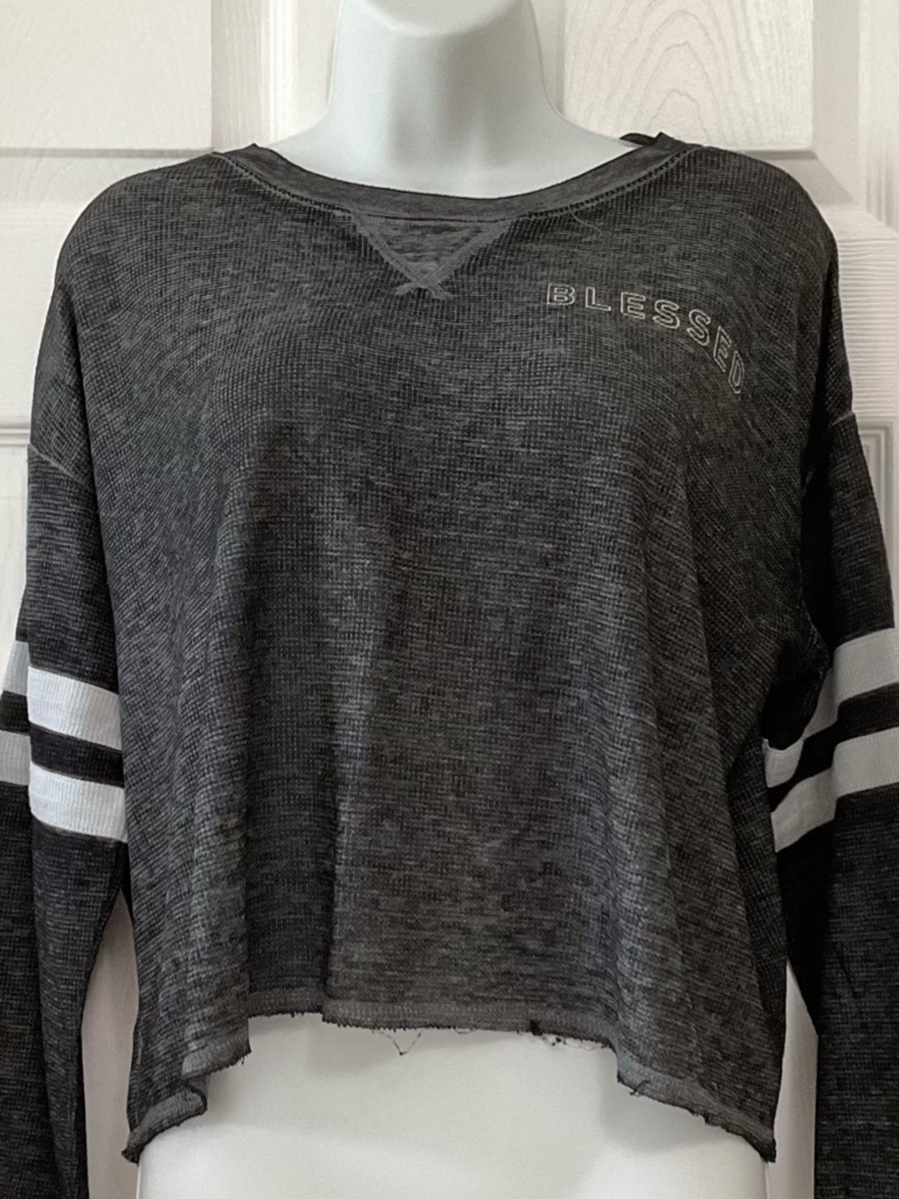 Cropped Sweatshirt with Stripes